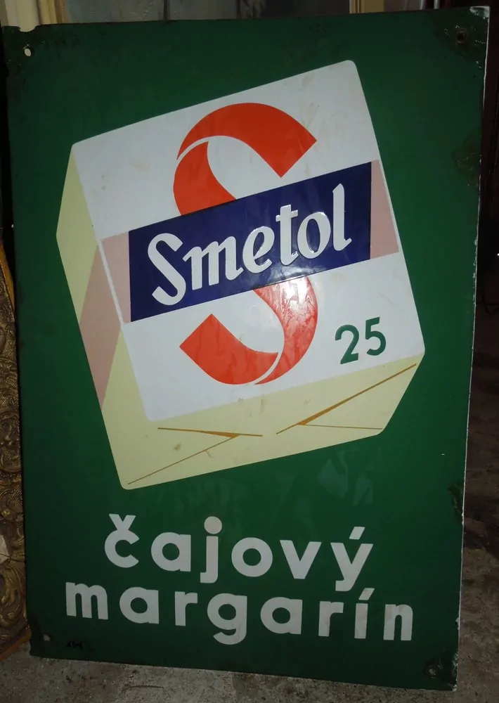 PLECHOVÁ CEDULE SMALTOVÁ SMETOL ČAJOVÝ MARGARÍN