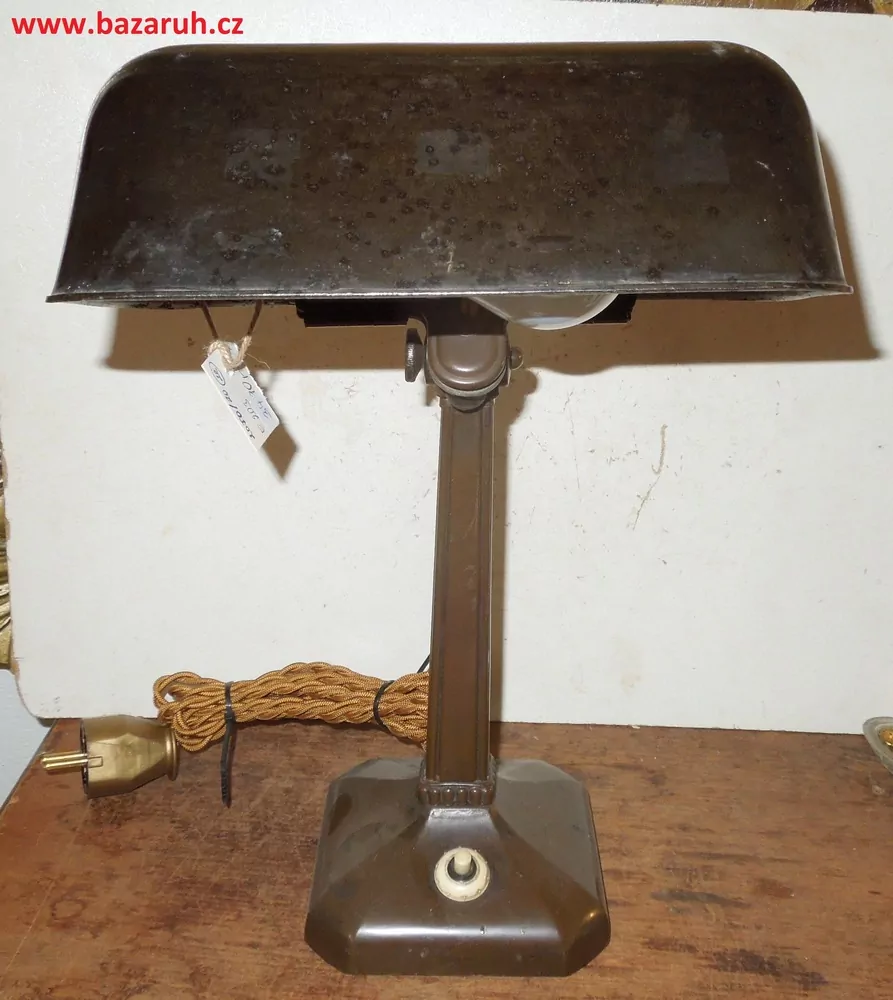 STAROŽITNÁ STOLNÍ LAMPA ELEKTRICKÁ, BANKÉŘKA