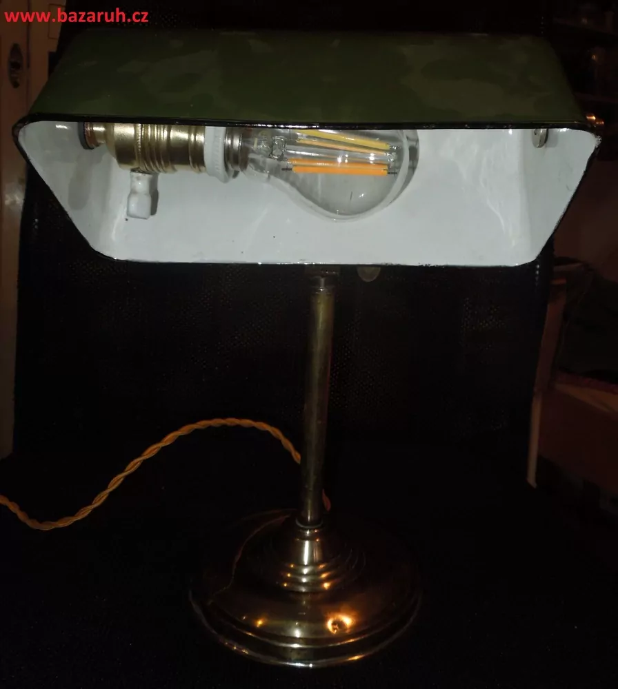 STAROŽITNÁ STOLNÍ LAMPA BANKOVNÍ ELEKTRICKÁ BANKÉŘKA