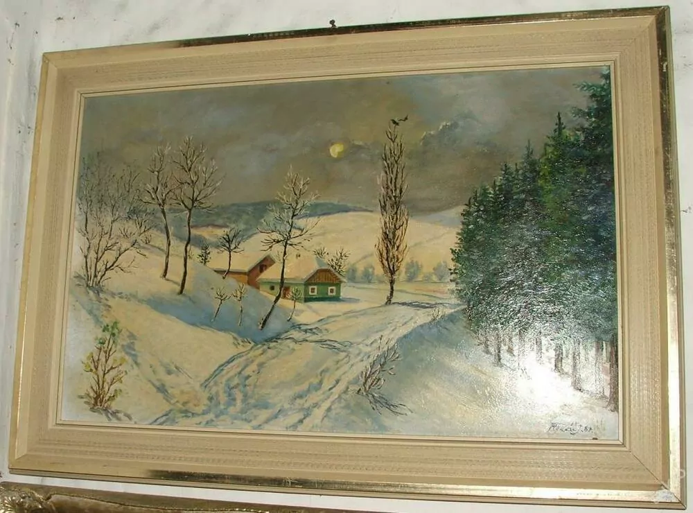 OBRAZ KRAJINA ZIMA A CHALUPY