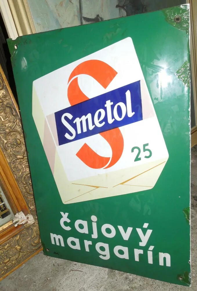 PLECHOVÁ CEDULE SMALTOVÁ SMETOL ČAJOVÝ MARGARÍN