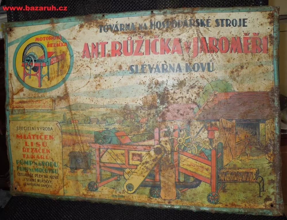 PLECHOVÁ CEDULE TOVÁRNA NA HOSPODÁŘSKÉ STROJE 