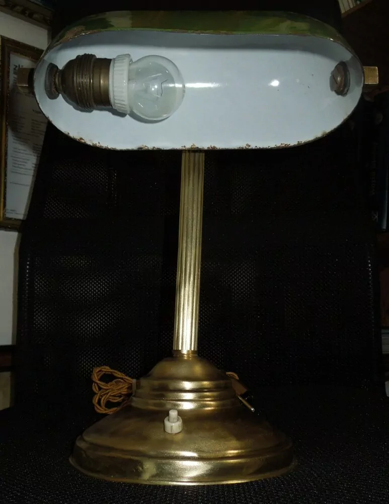 STAROŽITNÁ STOLNÍ LAMPA ELEKTRICKÁ BANKÉŘKA