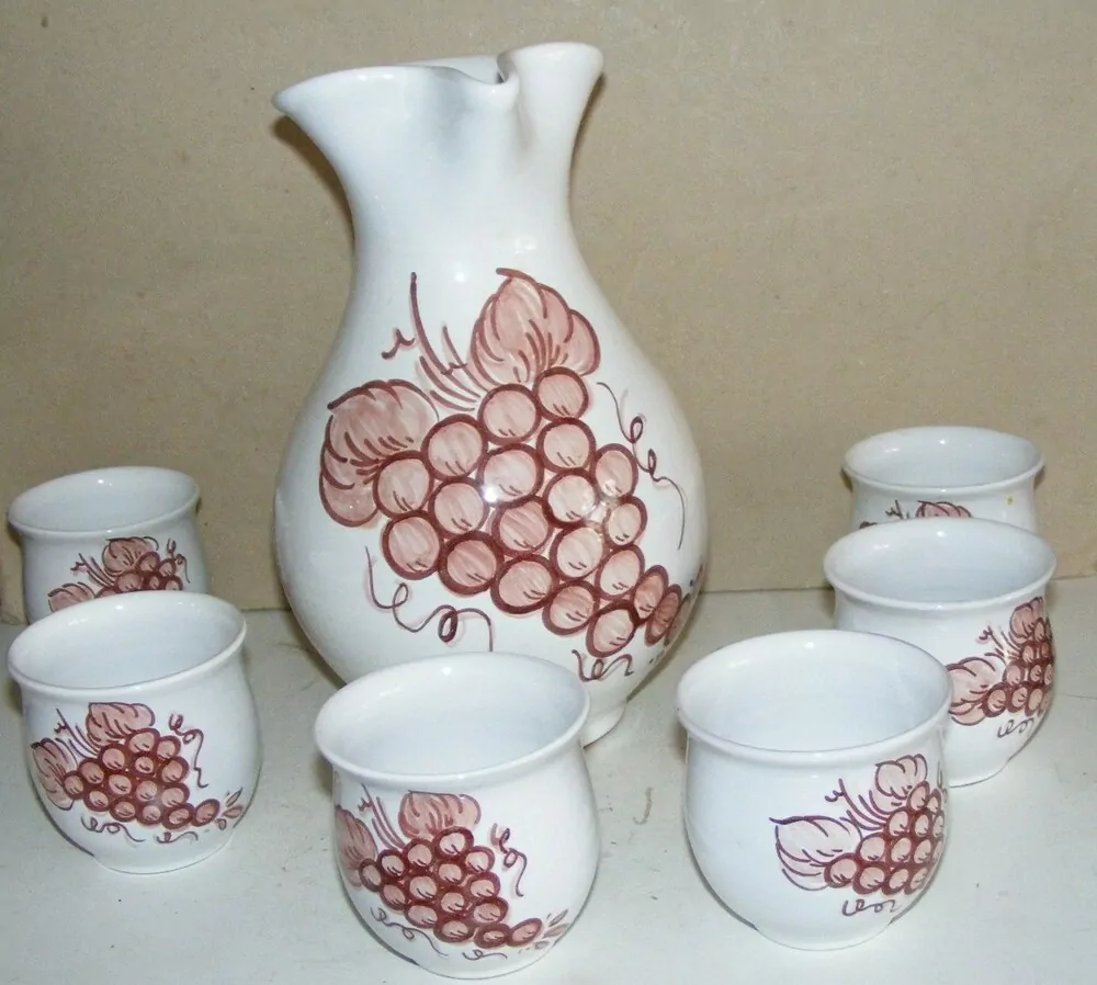 DŽBÁN A HRNKY DO VINNÉHO SKLEPA, VINAŘSTVÍ MOTIV HROZNY