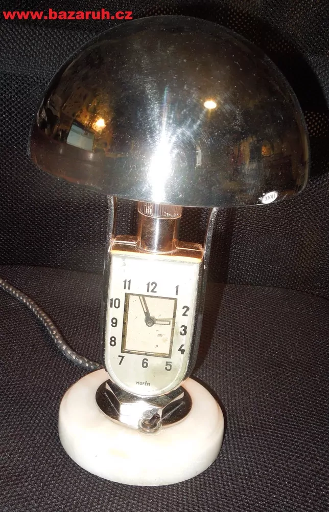 HODINY STOLNÍ KRBOVÉ  V LAMPIČCE S BUDÍKEM ART DECO