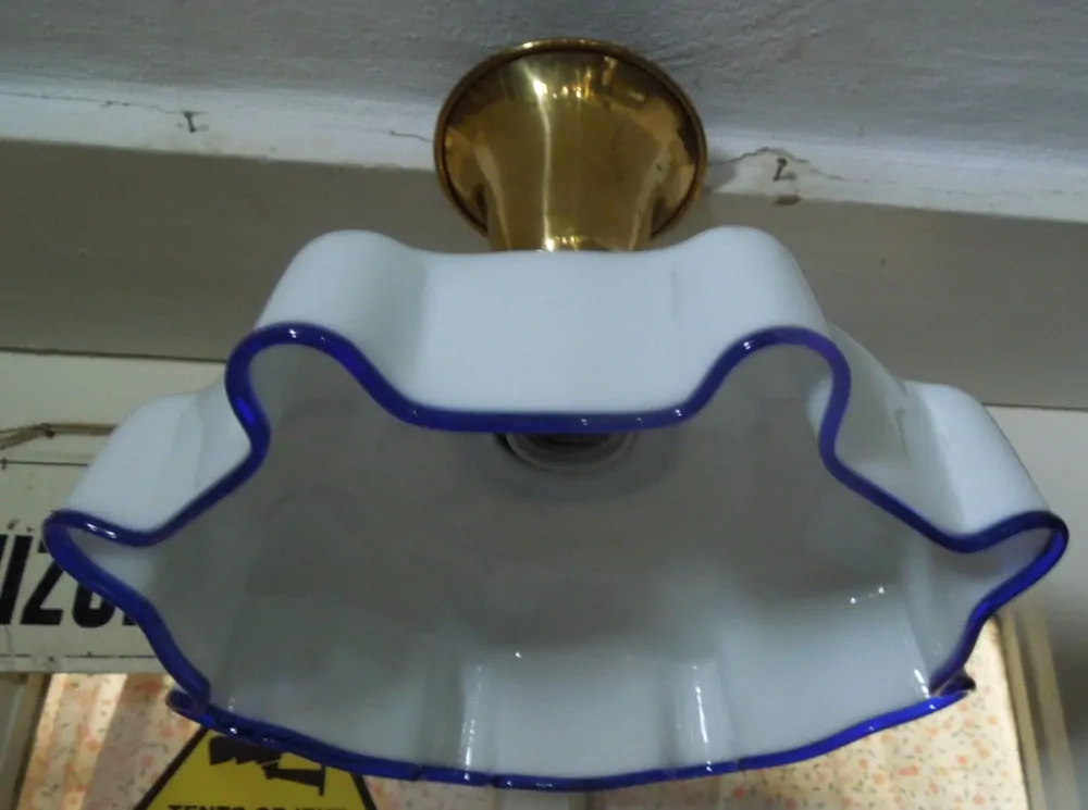 STROPNICE STARÝ LUSTR STÍNÍTKO ŠIRM MODRÝ LEM