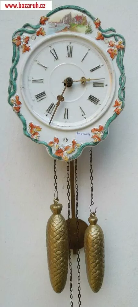 HODINY NÁSTĚNNÉ DVOUZÁVAŽOVÉ PORCELÁNOVÉ, PORCELÁNKY