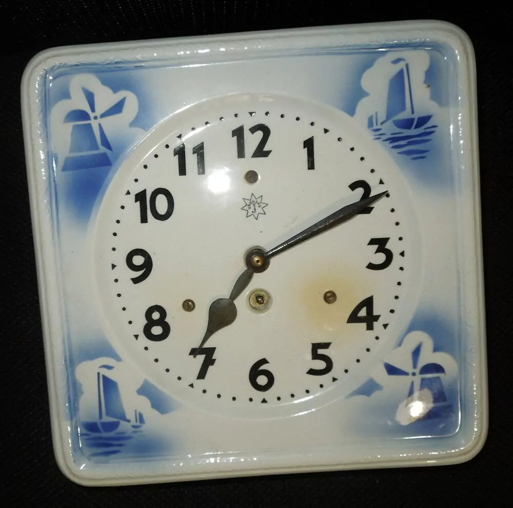 HODINY PORCELÁNOVÉ KUCHYŇSKÉ MODRÝ DEKOR