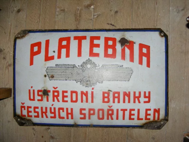PLATEBNA SMALTOVÁ PLECHOVÁ CEDULE RU