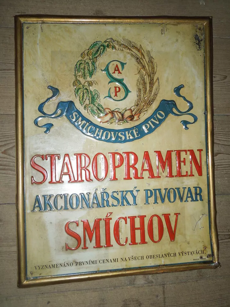 PLECHOVÁ CEDULE PIVOVAR STAROPRAMEN SMÍCHOV