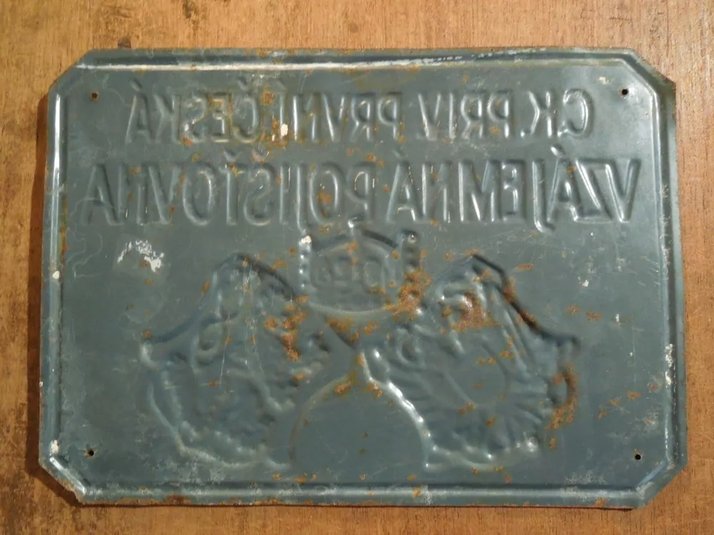 PLECHOVÁ CEDULE C.K.PRIV. PRVNÍ ČESKÁ VZÁJEMNÁ POJIŠŤOVNA