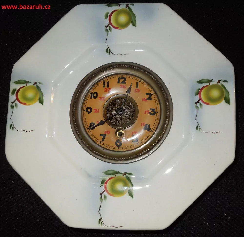 HODINY PORCELÁNKY , PORCELÁNOVÉ KUCHYŇSKÉ NA ZEĎ jabka