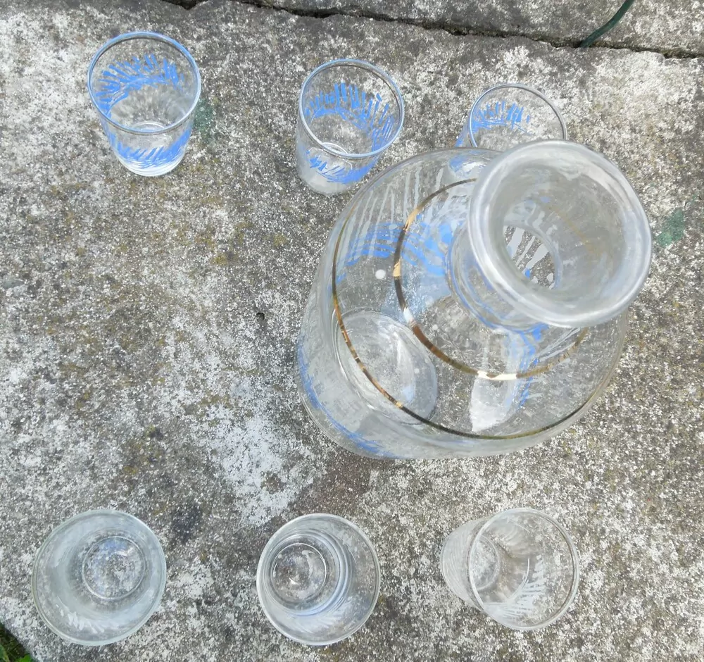 KARAFA SKLENĚNÁ + 6 ŠTAMPRLÍ