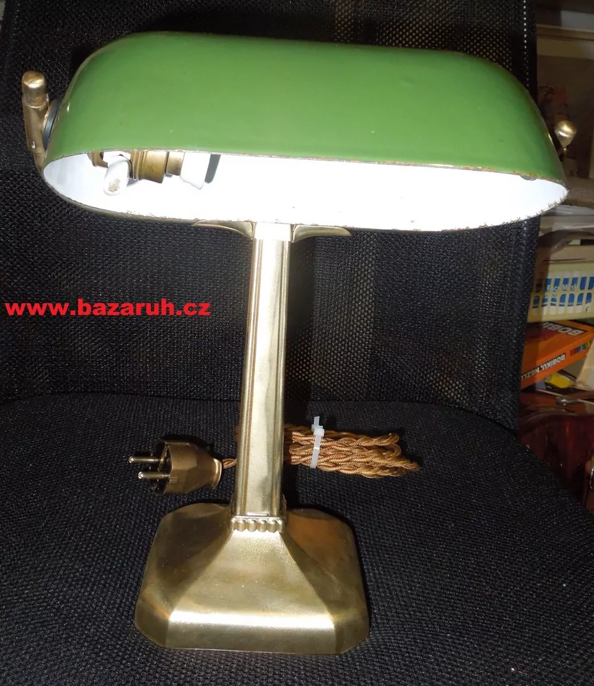 STAROŽITNÁ STOLNÍ LAMPA ELEKTRICKÁ BANKÉŘKA