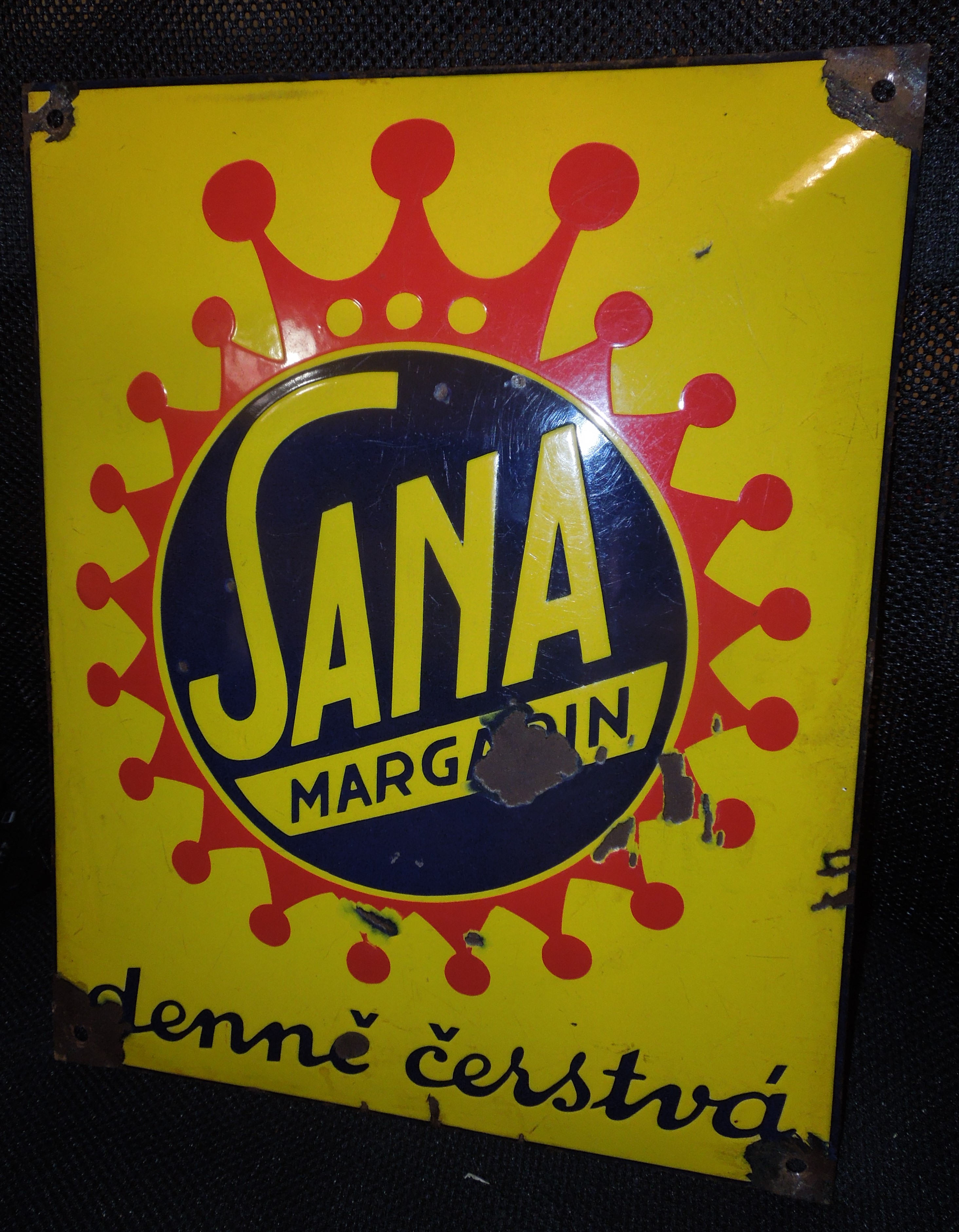 PLECHOVÁ SMALTOVÁ CEDULE SANA