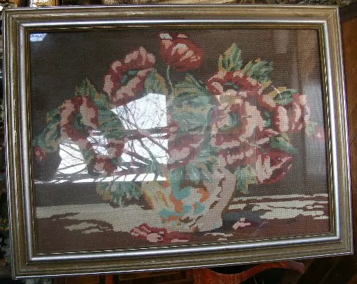 Obraz rám vyšívaný kytky