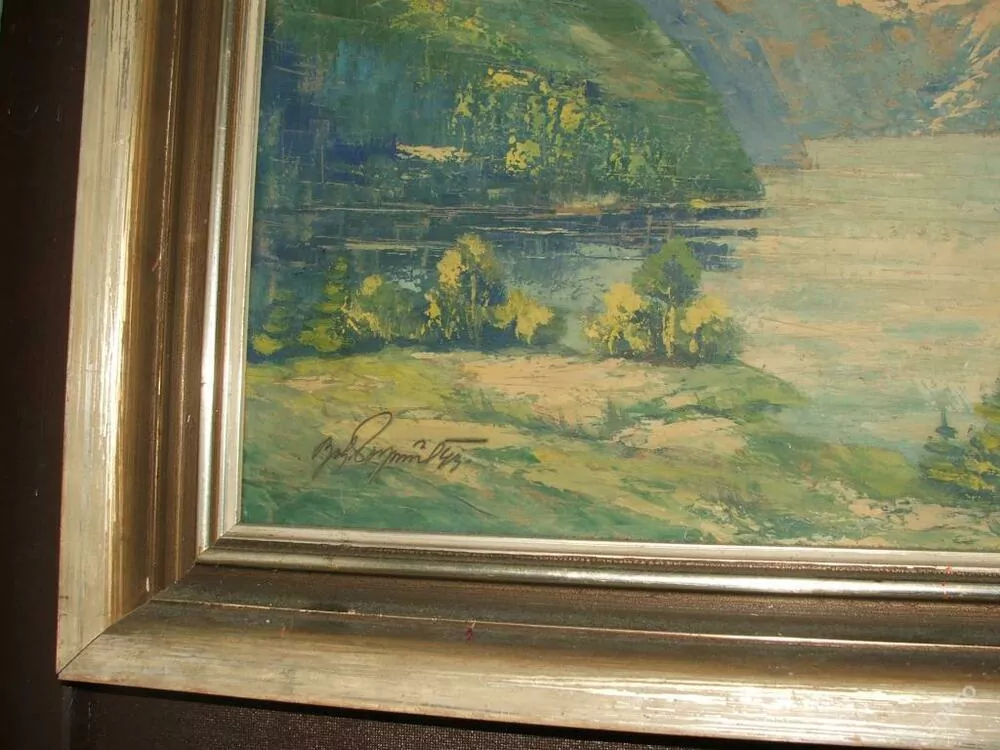 OBRAZ HORY KRAJINA JEZERO SIG. Bohumil Pospíšil.