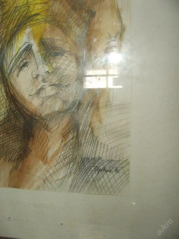 OBRAZ POSTAVY AKVAREL TUŽKA PAPÍR SIG. DOPITOVÁ