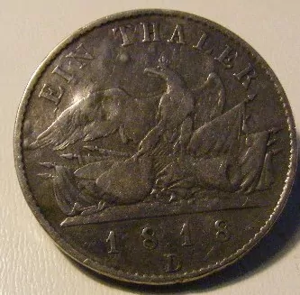 GERMANY PRUSSIA 1818-D 1 THALER SILVER COIN, VF/XF
