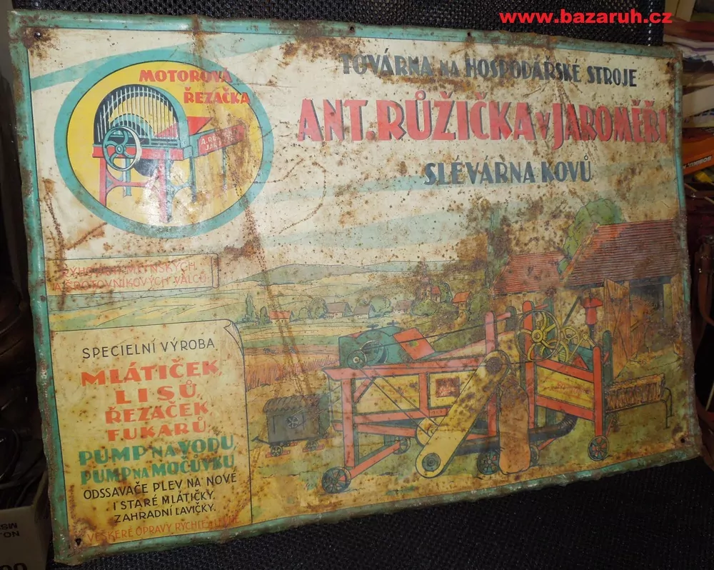 PLECHOVÁ CEDULE TOVÁRNA NA HOSPODÁŘSKÉ STROJE 