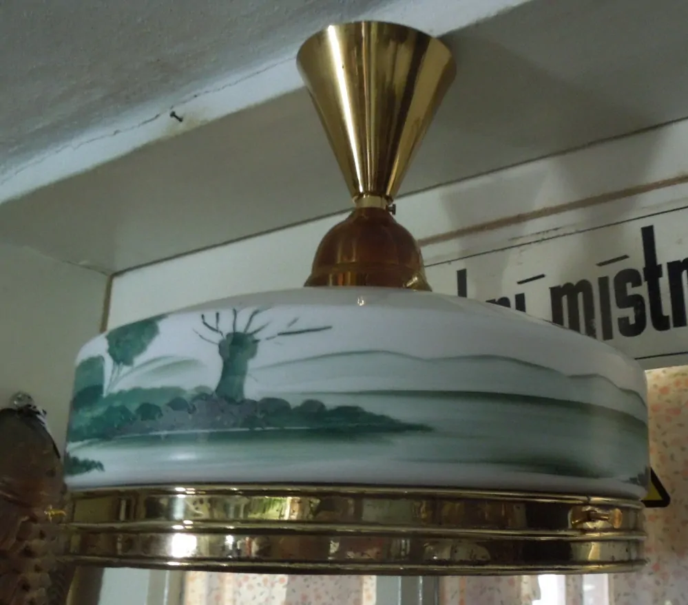 STAROŽITNÝ STROPNICE STARÝ 1 KS LUSTR STÍNÍTKO ŠIRM