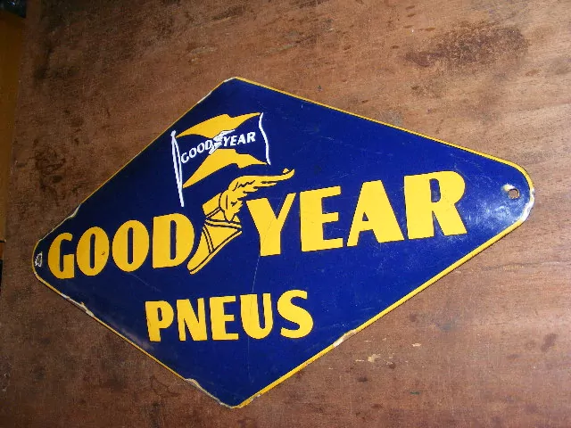 PLECHOVÁ SMALTOVÁ CEDULE GOODYEAR PNEUS