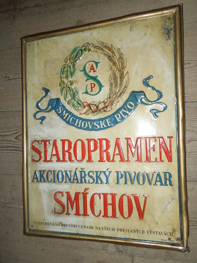 PLECHOVÁ CEDULE PIVOVAR STAROPRAMEN SMÍCHOV