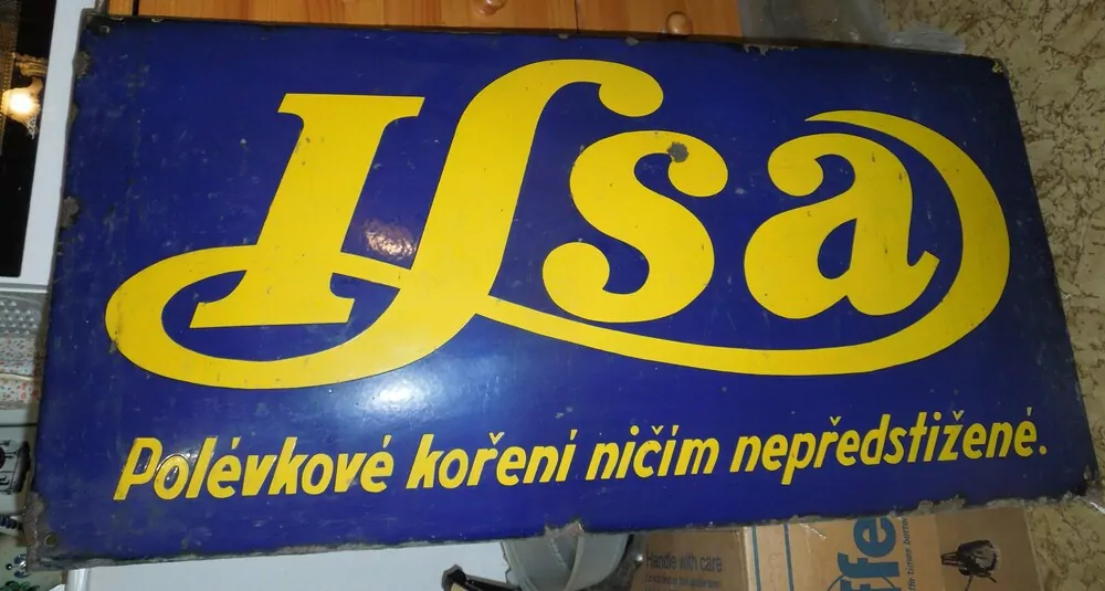 PLECHOVÁ SMALTOVÁ CEDULE VELKÁ ILSA 90 X 45 CM