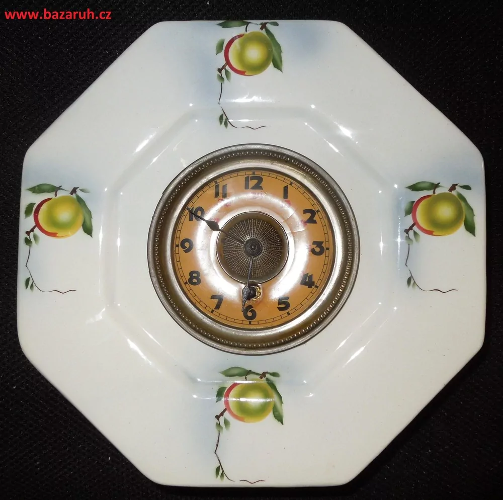 HODINY PORCELÁNKY , PORCELÁNOVÉ KUCHYŇSKÉ NA ZEĎ jabka