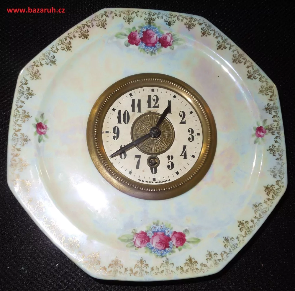 STAROŽITNOST HODINY KUCHYŇSKÉ PORCELÁNKY , PORCELÁNOVÉ NA ZEĎ RŮŽE