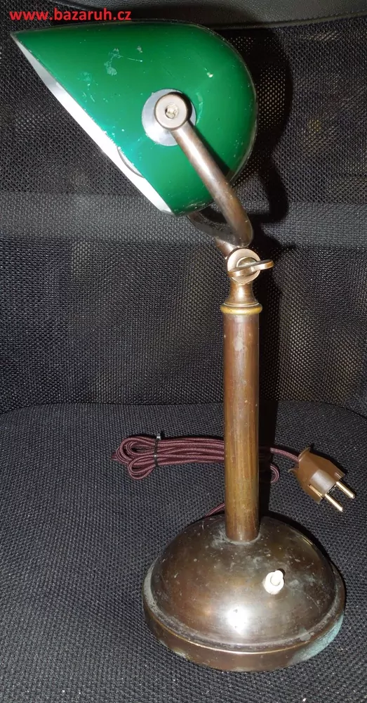 STAROŽITNÁ STOLNÍ LAMPA BANKOVNÍ ELEKTRICKÁ BANKÉŘKA