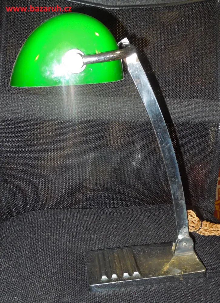 STAROŽITNÁ STOLNÍ LAMPA chrom BANKOVNÍ ELEKTRICKÁ BANKÉŘKA