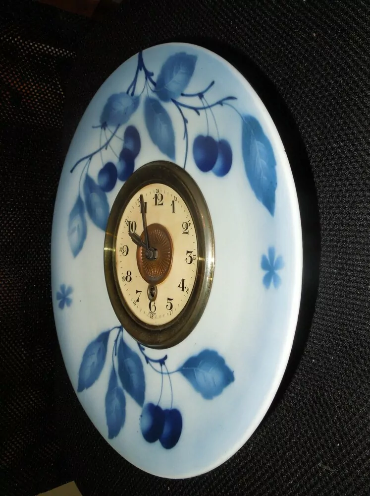 HODINY PORCELÁNOVÉ KUCHYŇSKÉ PORCELÁNKY MODRÉ TŘEŠNĚ TEPLICE
