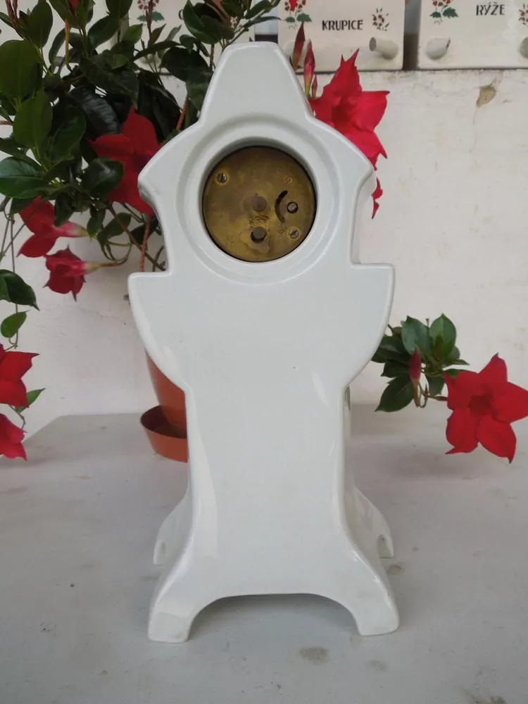 STAROŽITNÉ KRBOVÉ , STOLNÍ PORCELÁNOVÉ HODINY TEPLICE MOTIV MLÝNY