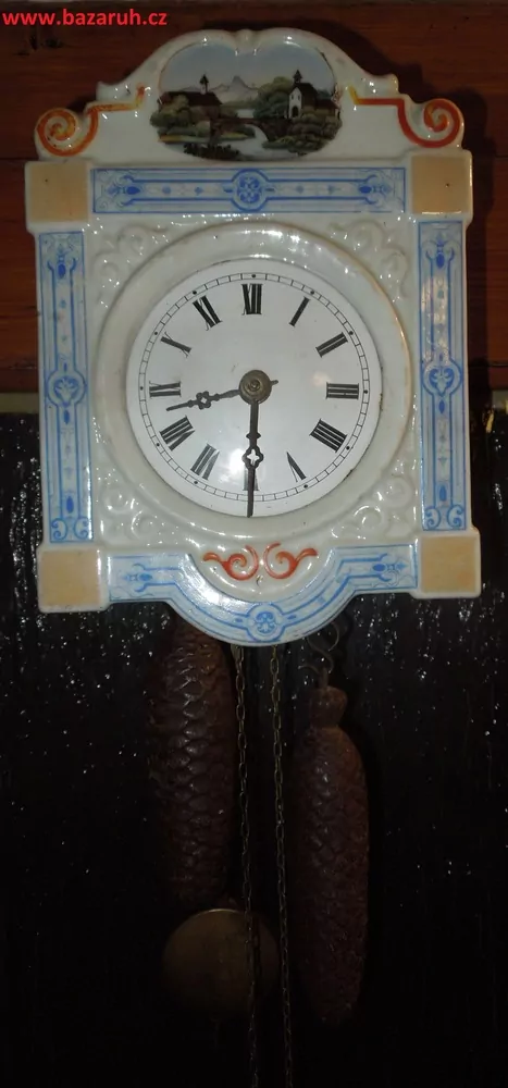 HODINY NÁSTĚNNÉ ZÁVAŽOVÉ PORCELÁNOVÉ