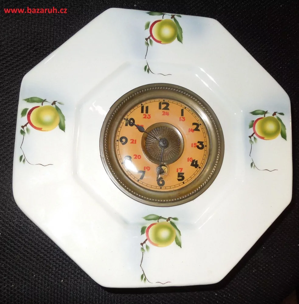 HODINY PORCELÁNKY , PORCELÁNOVÉ KUCHYŇSKÉ NA ZEĎ jabka