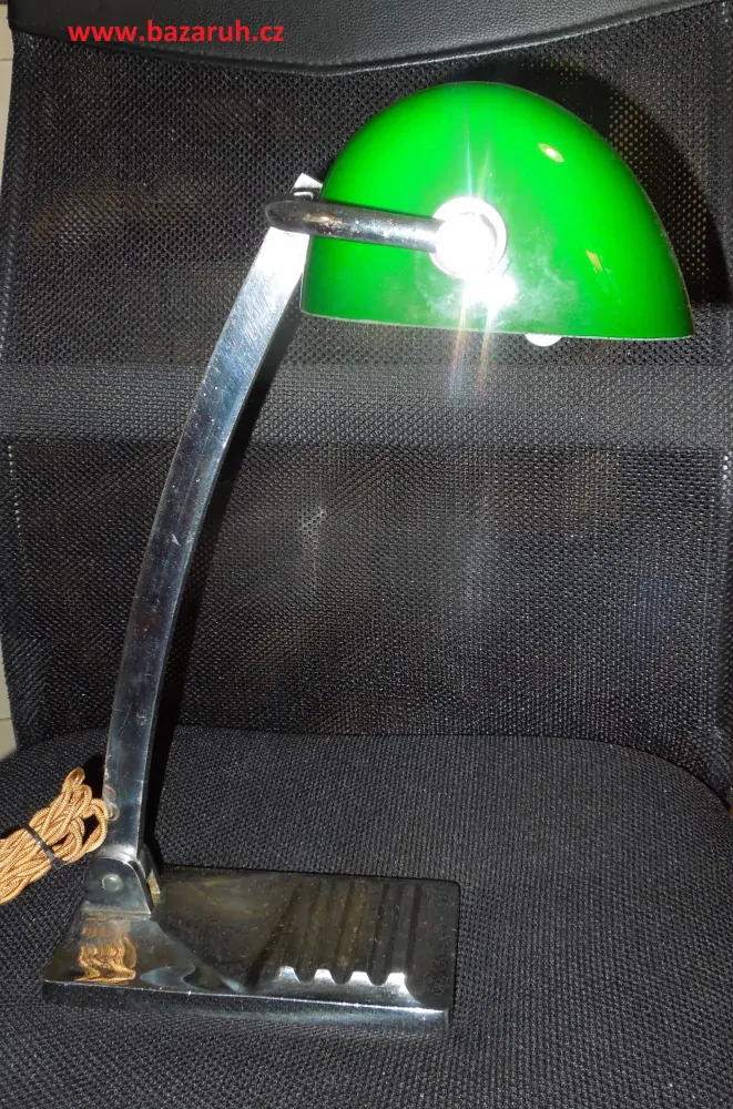 STAROŽITNÁ STOLNÍ LAMPA chrom BANKOVNÍ ELEKTRICKÁ BANKÉŘKA