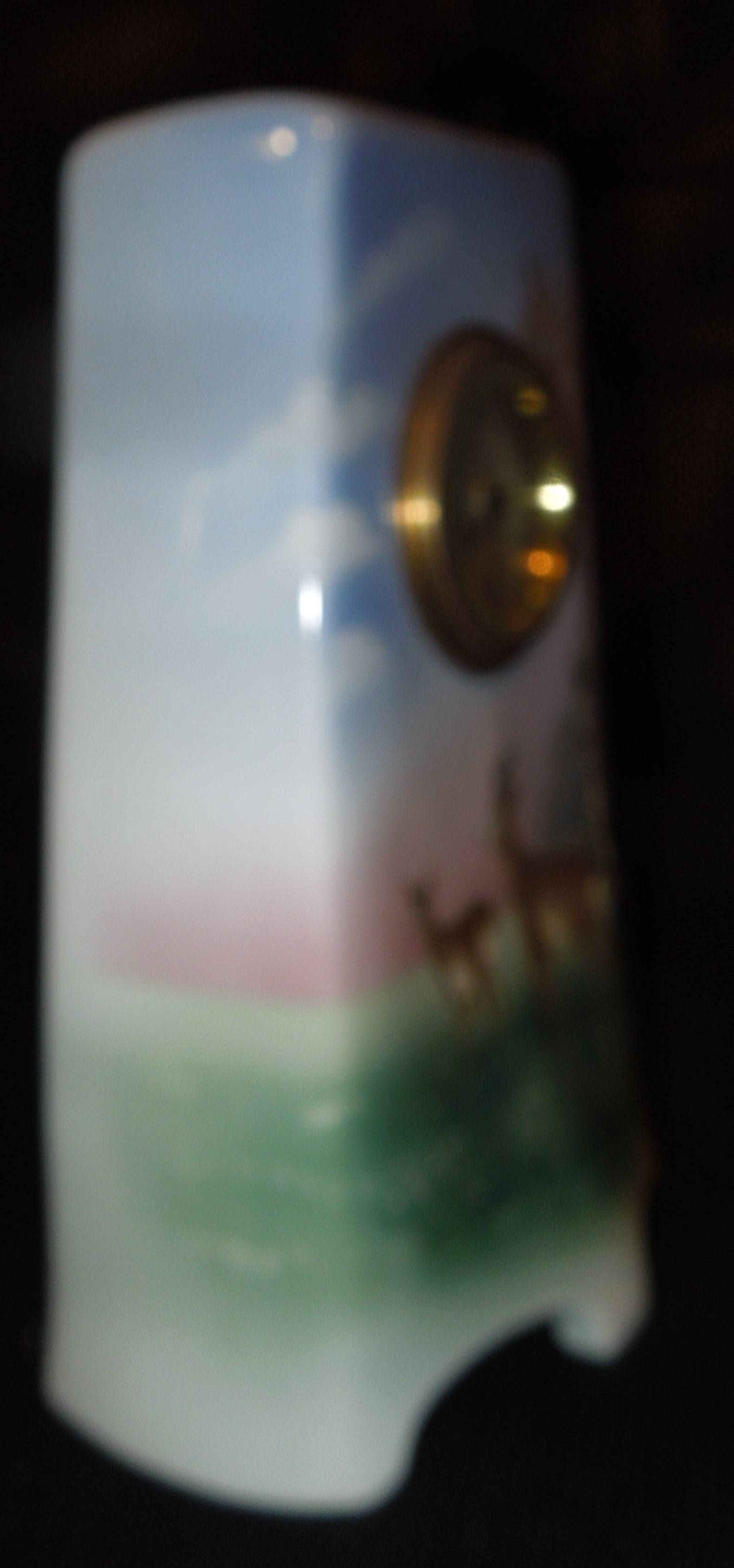 Porcelánové hodiny myslivecký motiv srnky značené