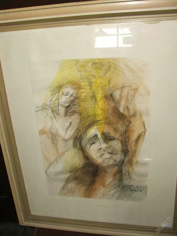 OBRAZ POSTAVY AKVAREL TUŽKA PAPÍR SIG. DOPITOVÁ