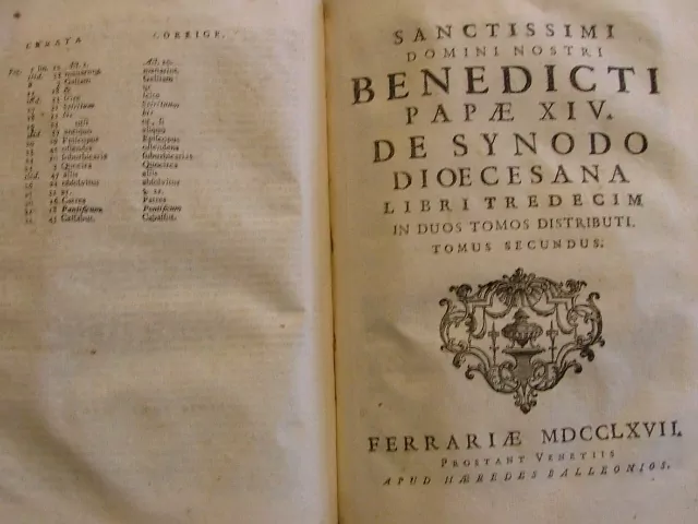 SANCTISSIMI BENED. DE SYNODO PAPAE R.1767