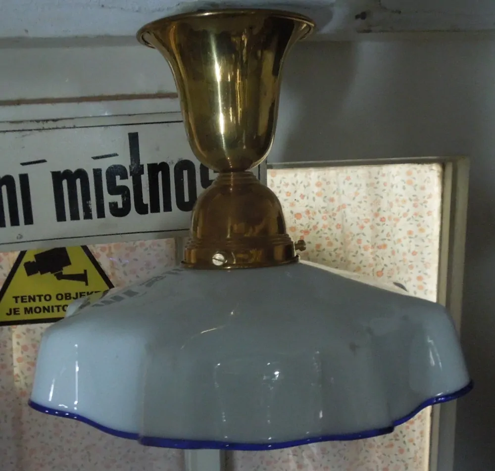 STROPNICE STARÝ LUSTR STÍNÍTKO ŠIRM MODRÝ LEM