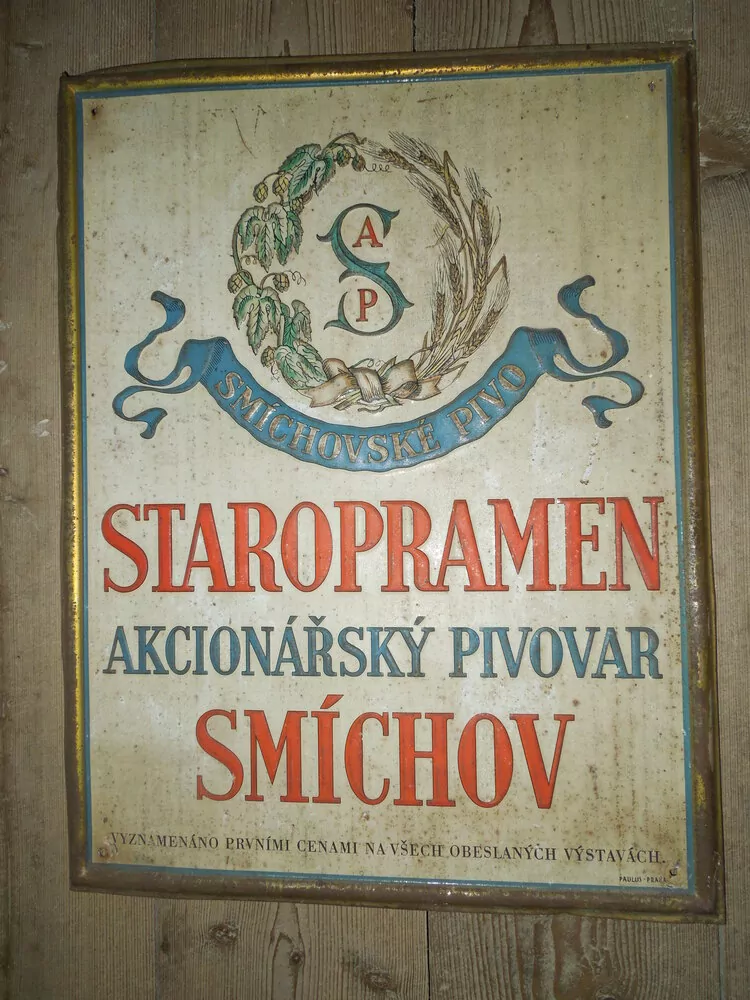 PLECHOVÁ CEDULE PIVOVAR STAROPRAMEN SMÍCHOV