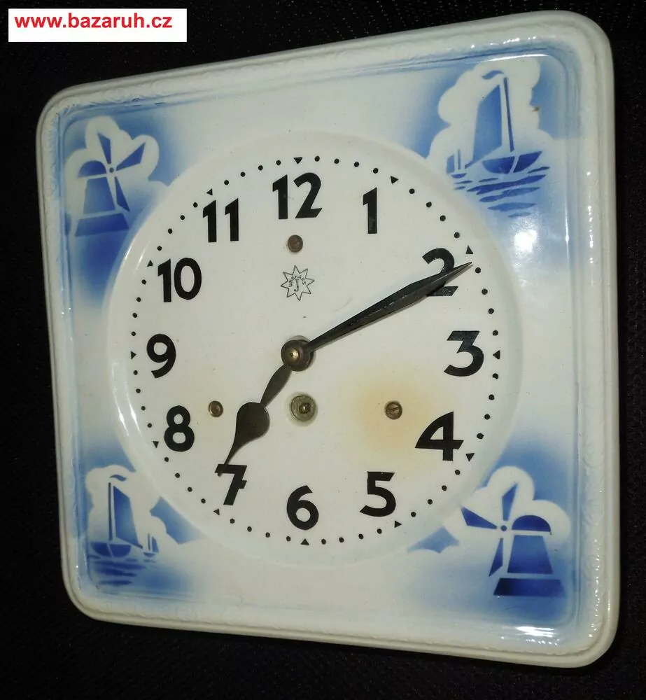 HODINY PORCELÁNOVÉ KUCHYŇSKÉ MODRÝ DEKOR