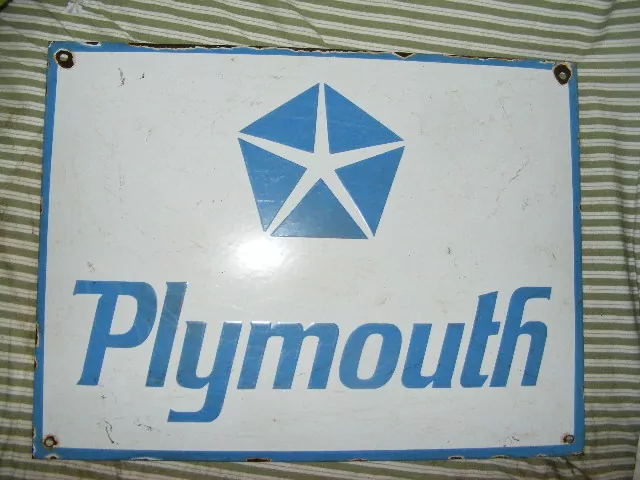 PLECHOVÁ SMALTOVÁ CEDULE Plymouth