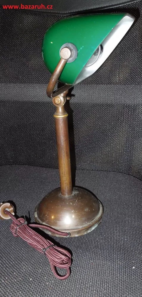 STAROŽITNÁ STOLNÍ LAMPA BANKOVNÍ ELEKTRICKÁ BANKÉŘKA