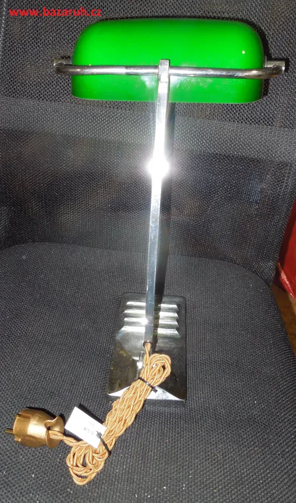 STAROŽITNÁ STOLNÍ LAMPA chrom BANKOVNÍ ELEKTRICKÁ BANKÉŘKA