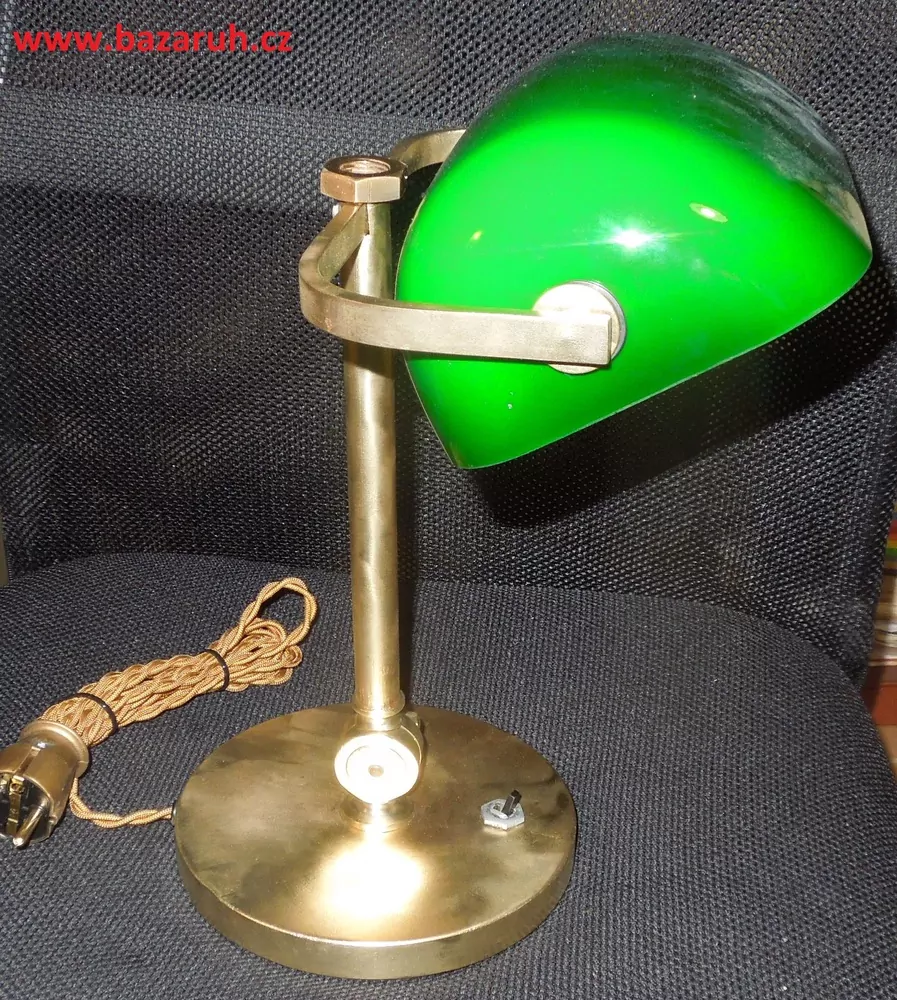 STAROŽITNÁ STOLNÍ LAMPA  BANKOVNÍ ELEKTRICKÁ BANKÉŘKA