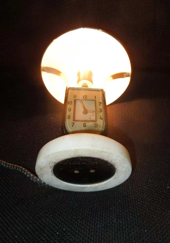 HODINY STOLNÍ KRBOVÉ  V LAMPIČCE S BUDÍKEM ART DECO