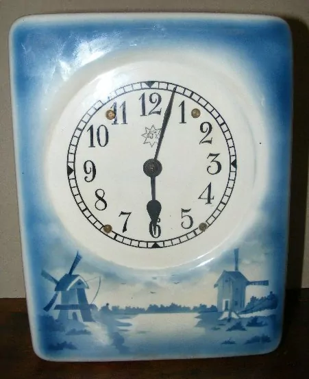 HODINY PORCELÁNOVÉ KUCHYŇSKÉ PORCELÁNKY MOTIV MLÝNY