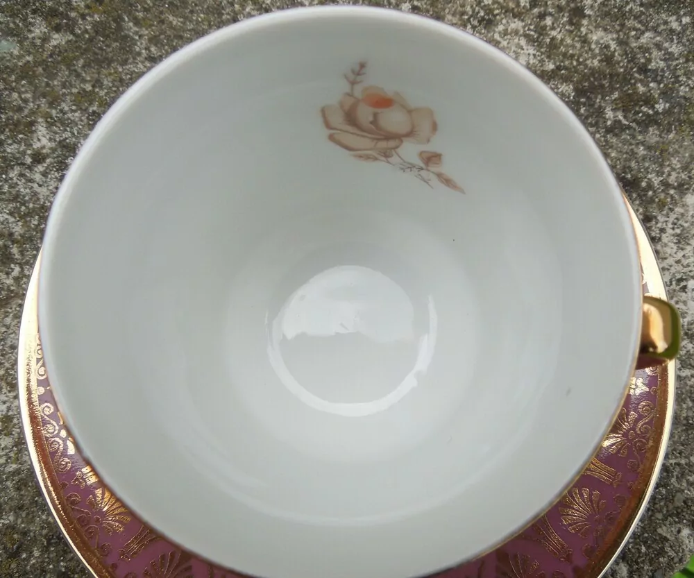 KÁVOVÁ SOUPRAVA RŮŽOVÁ SE ZLATÝM, PORCELÁN
